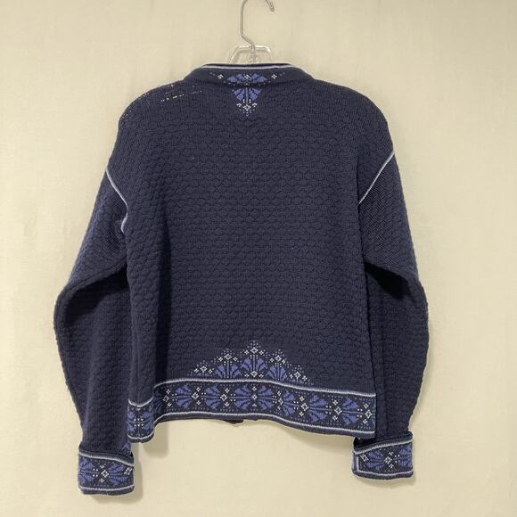 Dale Of Norway Sweater Womens M Blue Wool Norwegian Cardigan Metal Clasps - Picture 7 of 13